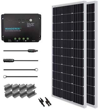 Renogy 200 Watt 12 Volt Monocrystalline Solar Starter Kit with Wanderer