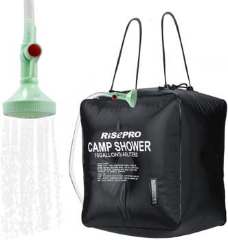 RISEPRO 10 gallons/40L Solar Shower Bag Solar Heating Camping Shower Bag