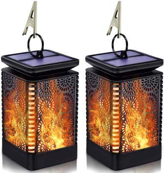 7.Solar Lantern Lights Outdoor Hanging Patio Decor with Flickering Dancing Flame