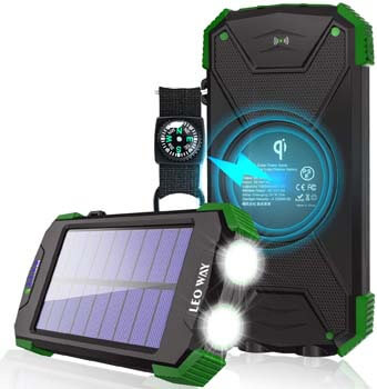 LEO WAY Solar Charger, 10000mAh Solar Power Bank