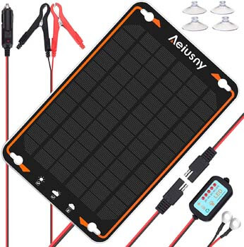 Aeiusny 12V Solar Car Battery Trickle Charger＆Maintainer 5W Solar Panel Power Kit