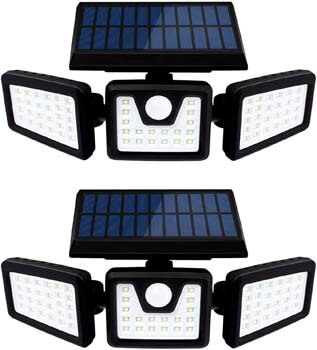 Otdair Solar Security Lights, 3 Head Motion Sensor Lights Adjustable 70LED