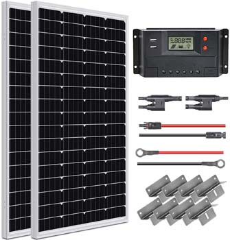 WEIZE 200 Watt 12 Volt Monocrystalline Solar Panel Kit