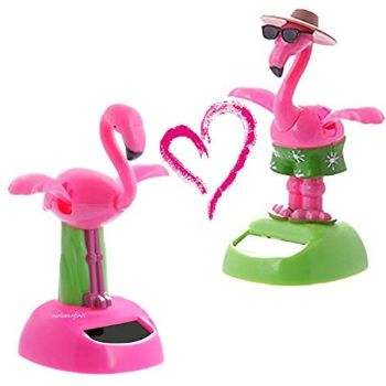 9. URTop 2Pcs Desk Dancing Solar Toy Flipping Wings Flamingo
