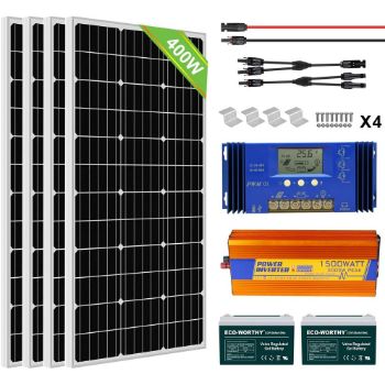4. ECO-WORTHY 400W 24V Complete Solar Panel Kit with Battery and Inverter 