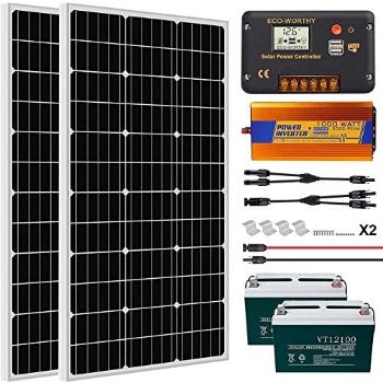 9. ECO-WORTHY 200W 0.8KWH/Day 12V Off-Grid Complete Solar Power System Kit 