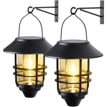 4. DERAYSION 2021 Newest 2 Pack Security Solar Wall Lantern Lights